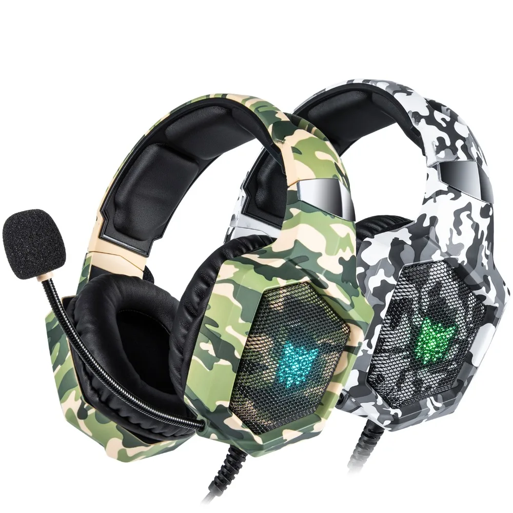 

ONIKUMA K8 PS4 Headset Camouflage casque Wired PC Gamer Stereo Gaming Headphones with Microphone LED Lights for XBox One/Laptop