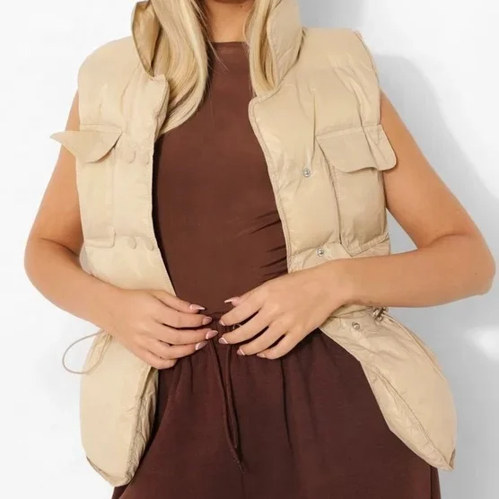 

KKbeier BR21Y129 Winter Down Plus Size Jackets in Solid Color and Sleeveless Worsted Zipper Super Puff Casual Women's Jackets