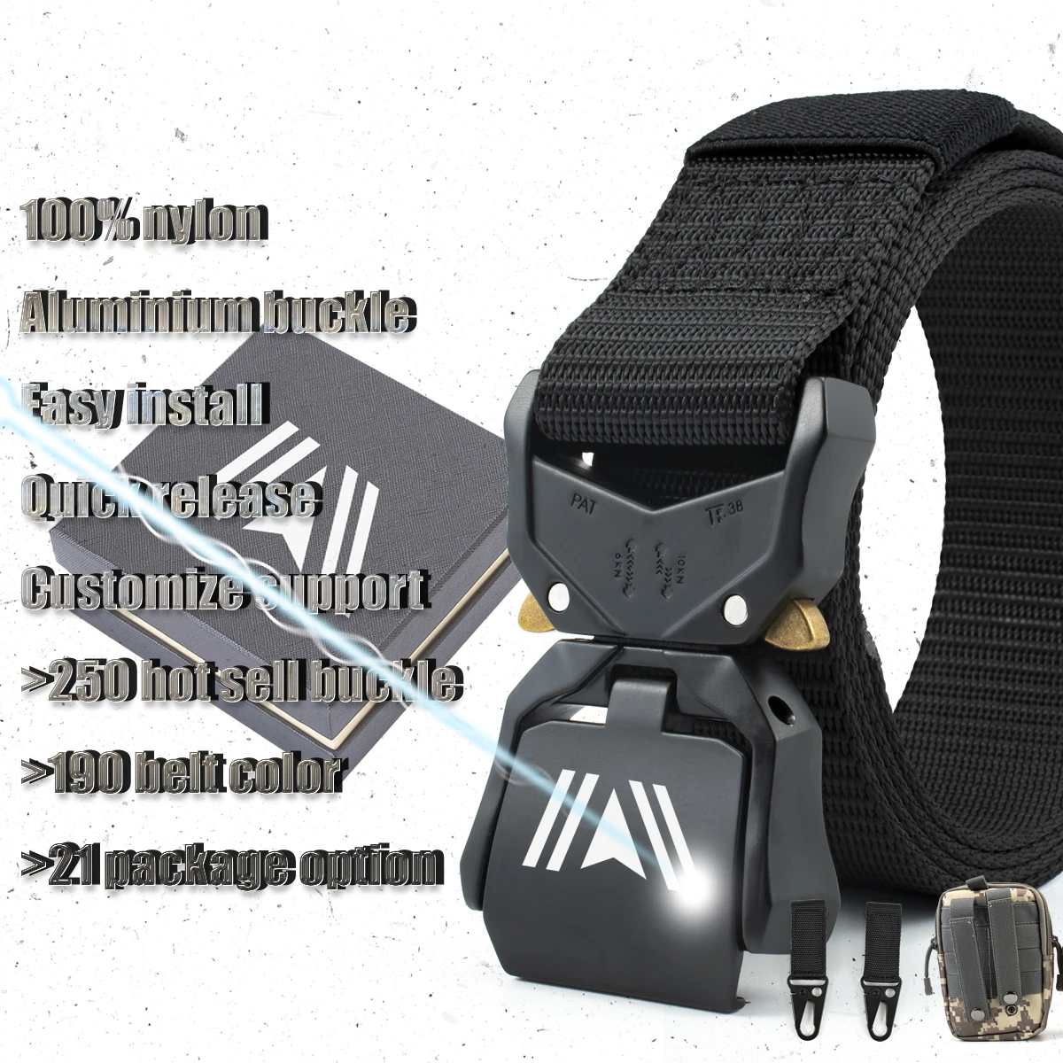 

Custom Braided Nylon Military Web 8601 Tactical Belts With Quick Release Aluminium Buckle For mens