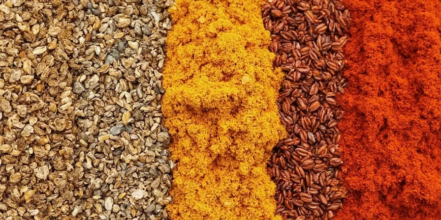 Close-up of a vibrant Lebanese plate with spices visible