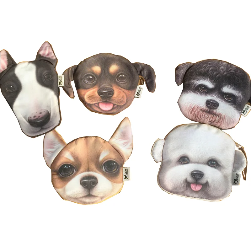 

Creative Wholesale Canvas Custom Purses Cute Dog Animal Shape Coin Purse