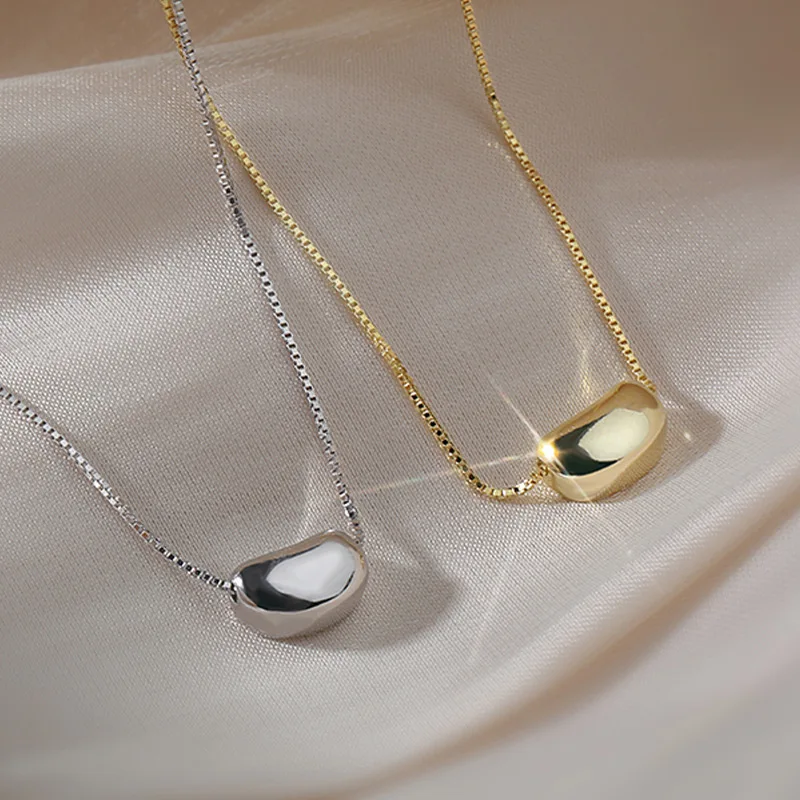 

2021 fashion titanium steel bead small pendant necklace gold plated