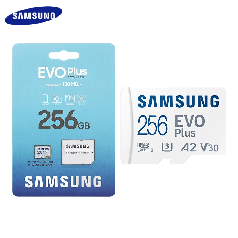 original samsung evo plus memory card 128gb up to 130m/s 64gb 256gb 512gb micro tf flash sd card u1 u3 c10 for phone