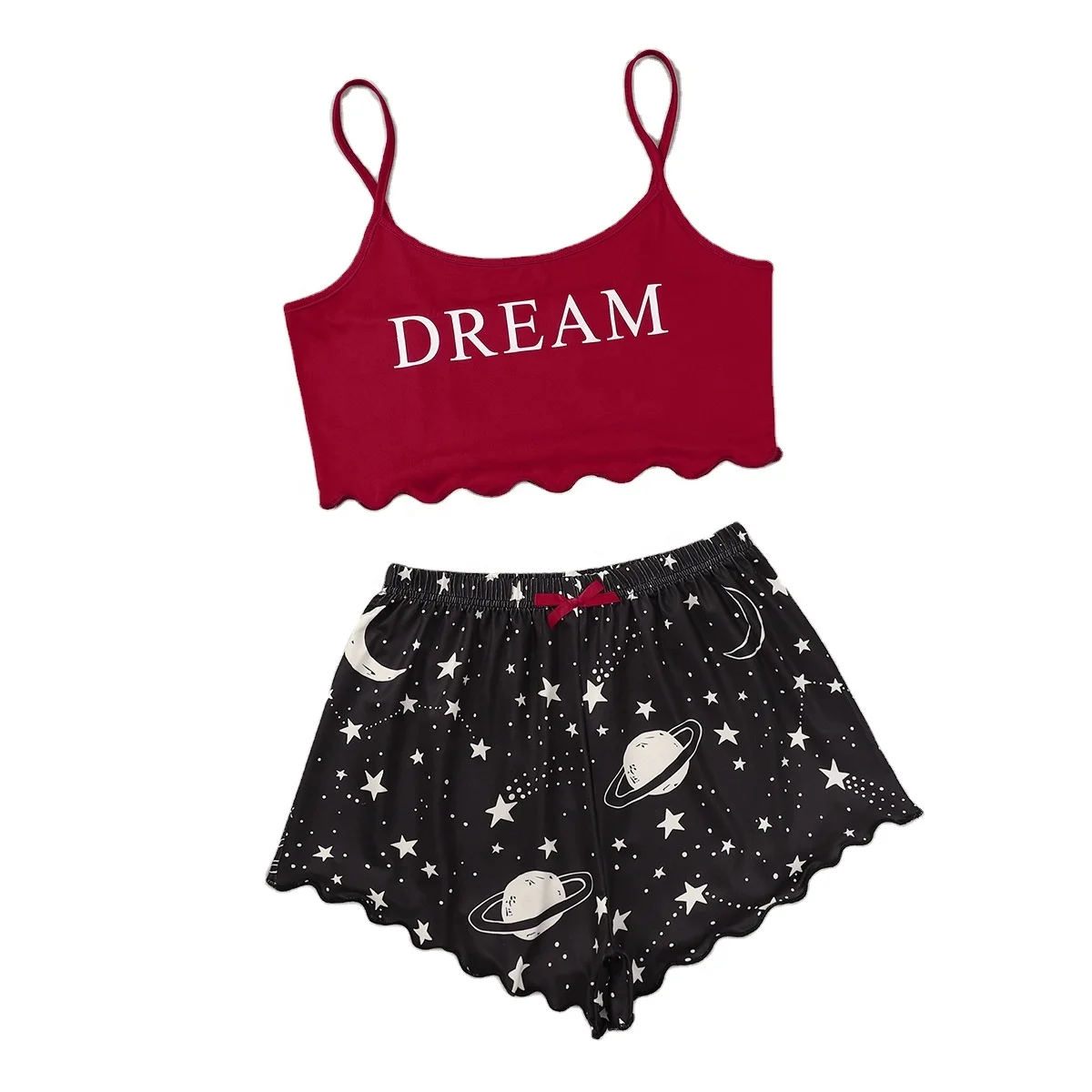

2 piece set of women's sleepwear autumn women's pajamas sleeveless pajamas women's sexy lingerie pajamas