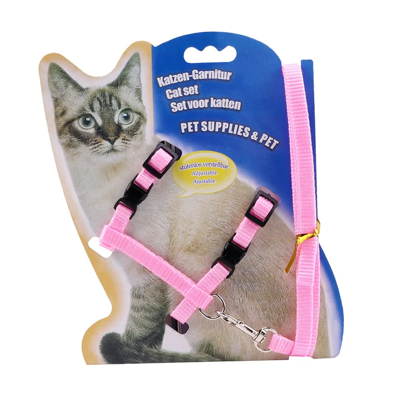 

High Quality Nylon Solid Color Cat Leash and Chest Harness Set