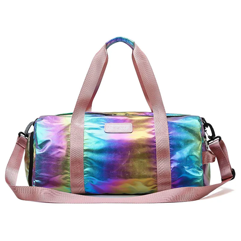 

Lightweight Luggage Women Overnight Duffel Bag Sport,iridescent 50mm Travel bag duffle,custom holographic laser bag duffle, Holographic or custom color
