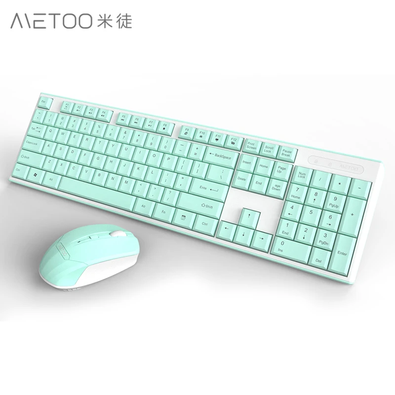 

High quality 2.4G Wireless 104 Key Multimedia Keyboard Mouse Combo Set for Notebook Laptop Desktop PC, Pink/green