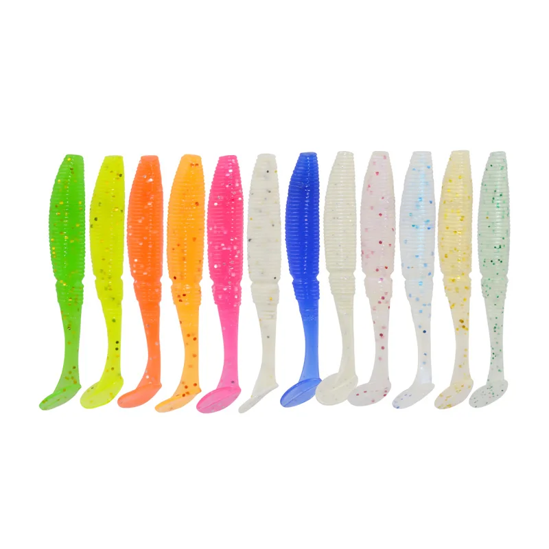 

Fishing soft plastic lure 1g/50mm luminous T tail small soft lure trout baits mini fish lure, 12 colors
