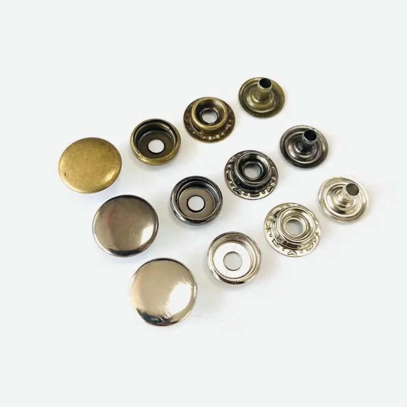 

wholesale Iron Brass Stainless steel classic 4 parts metal snap fastener button with custom LOGO, Antique color...etc