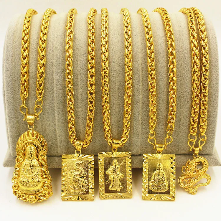 

Wholesale Multiple Styles Dragon And Phoenix Link Woman Chain Jewelry Man Gold Plated Necklace