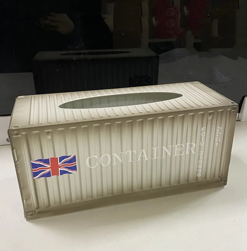 

UCHOME shipping container shape tissue box Free shipping in Yiwu area, Red, blue, white, gray