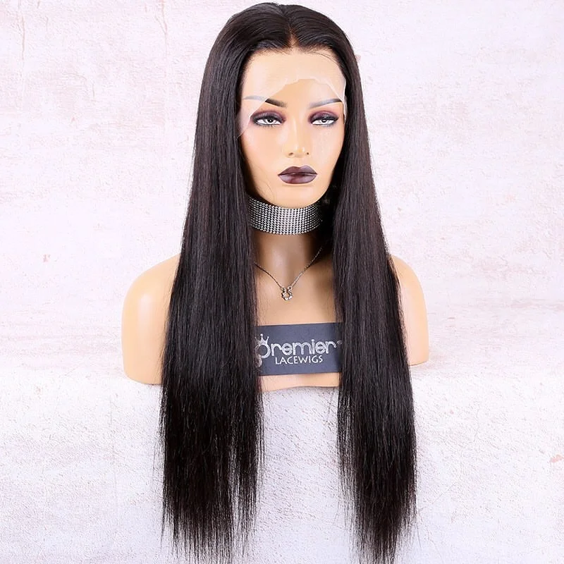 

Premier brazilian remy hair pre plucked hairline deep bleached knots transparent swiss lace human hair full lace wigs