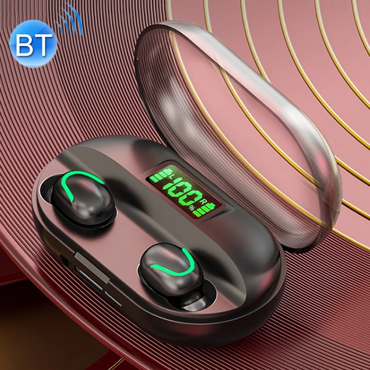 

T2 BT 5.0 TWS Touch Digital Display True Wireless Mobile Accessories BT Earphone with Charging Box(Black)