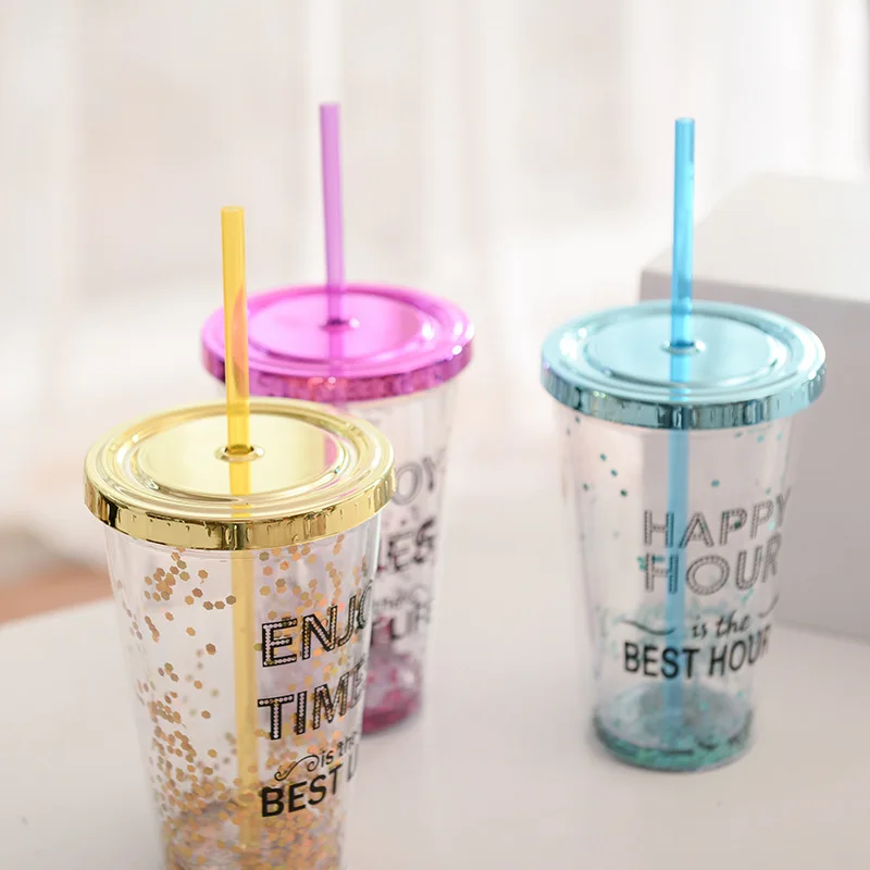 Buy Wholesale China Plastic Double Wall Tumbler Promotional Christmas  Double-layer Creative Glitter Cup With Straw Lids & Plastic Double Wall  Tumbler at USD 2.62