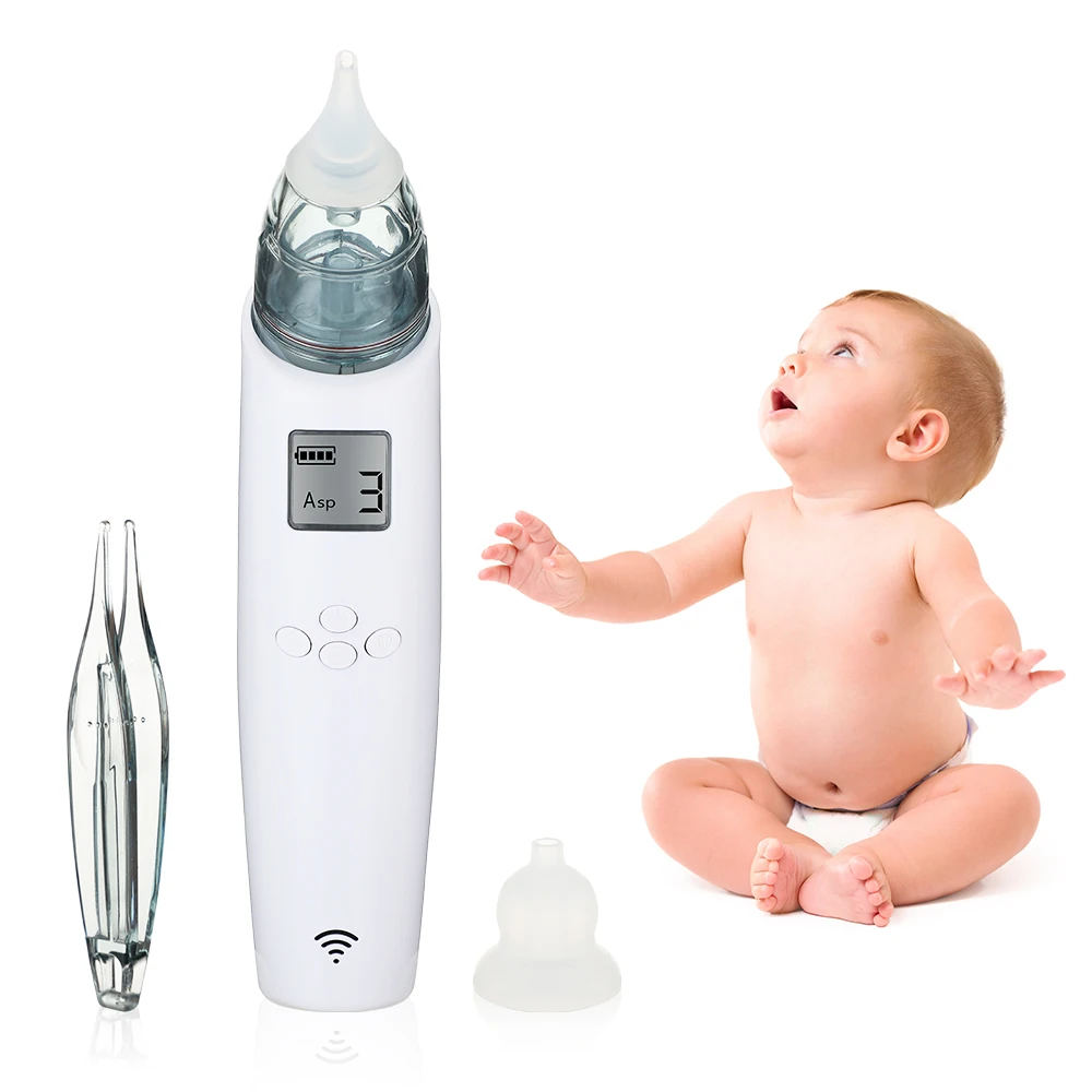 

Battery Powered Newborn Infant Nose Cleaner Music Mode 3 Level Suction 2 Tips Electric Nasal Aspirator For Babies