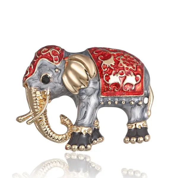 

Elephant animal couple brooch pin crystal design brooches luxury for women couple lady girls men boys gift, As shown in picture