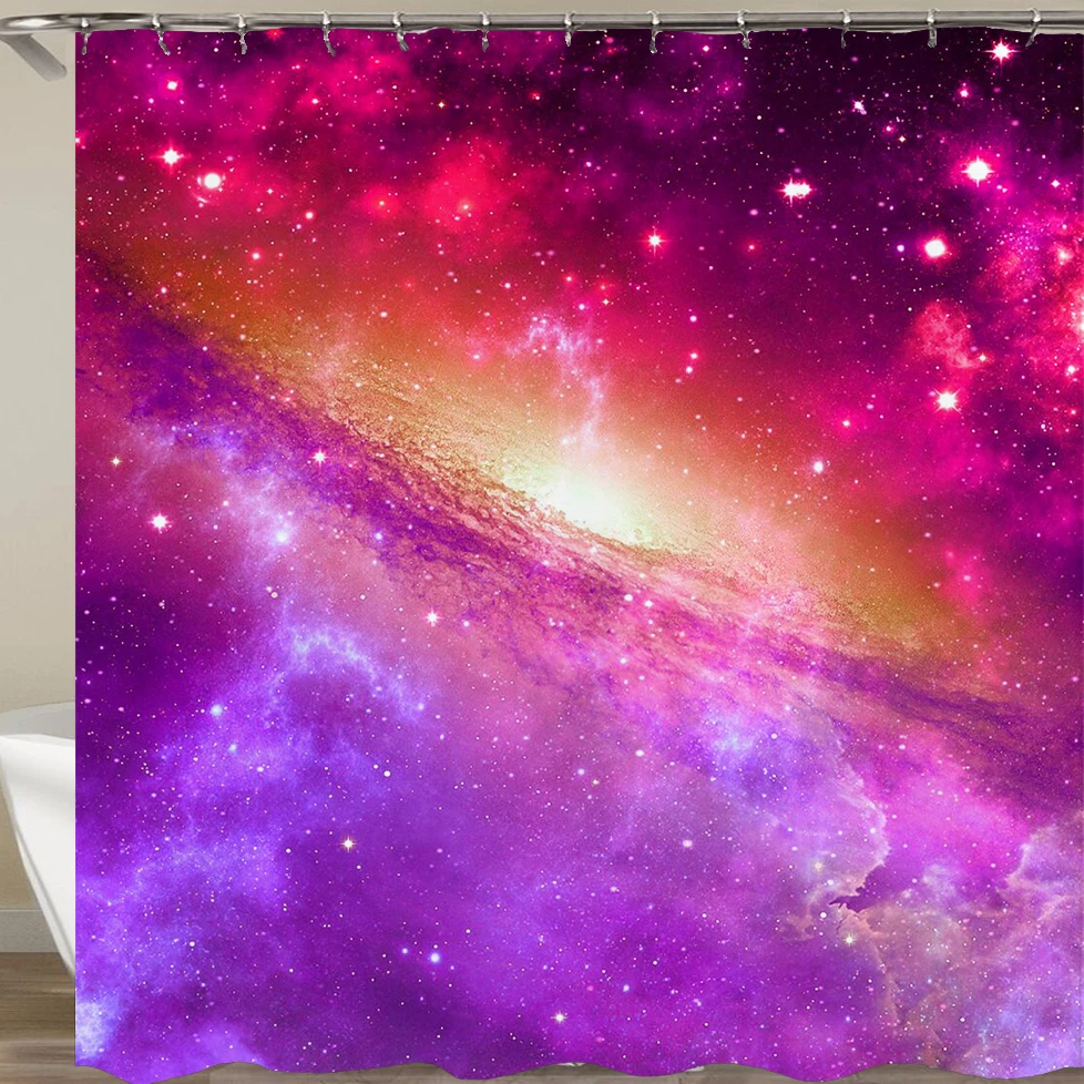 

Universe Starry Sky Pattern Luxury Latest Custom Bathroom Shower Curtain and Rugs Shower Curtain Set for Bathroom#, Customized color