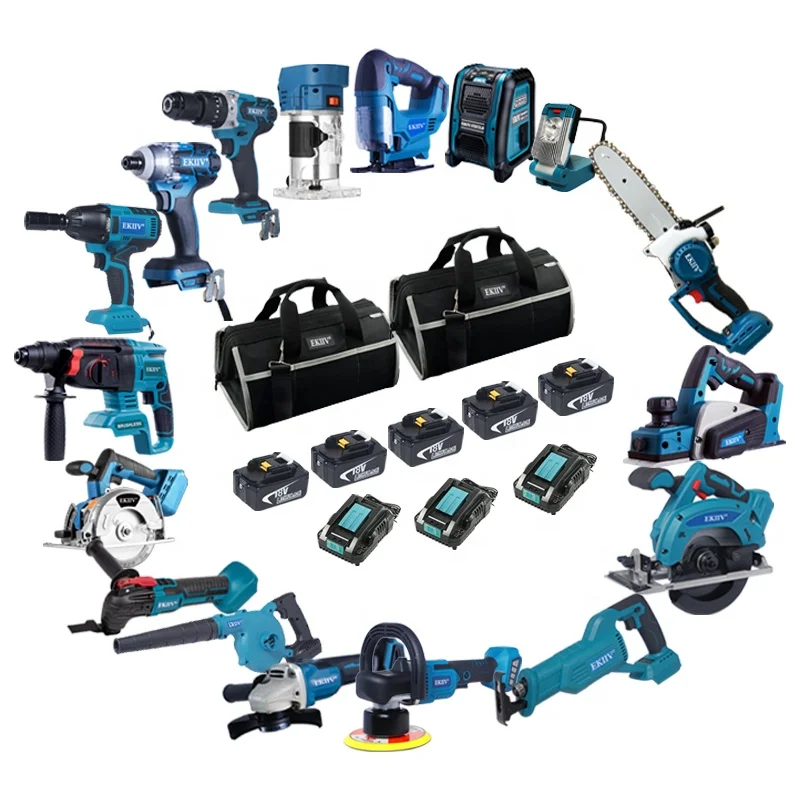 

EKIIV 21v 18V max 6.0ah 5.0ah 4.0ah 3.0ah 2.0ah tools cordless drills from China Factory lithium ion cordless combo kits, Blue