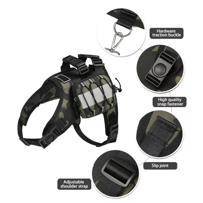 

Nylon Dog Harness Backpack Pet Training Vest with Self Carry Backpack Dog Harness