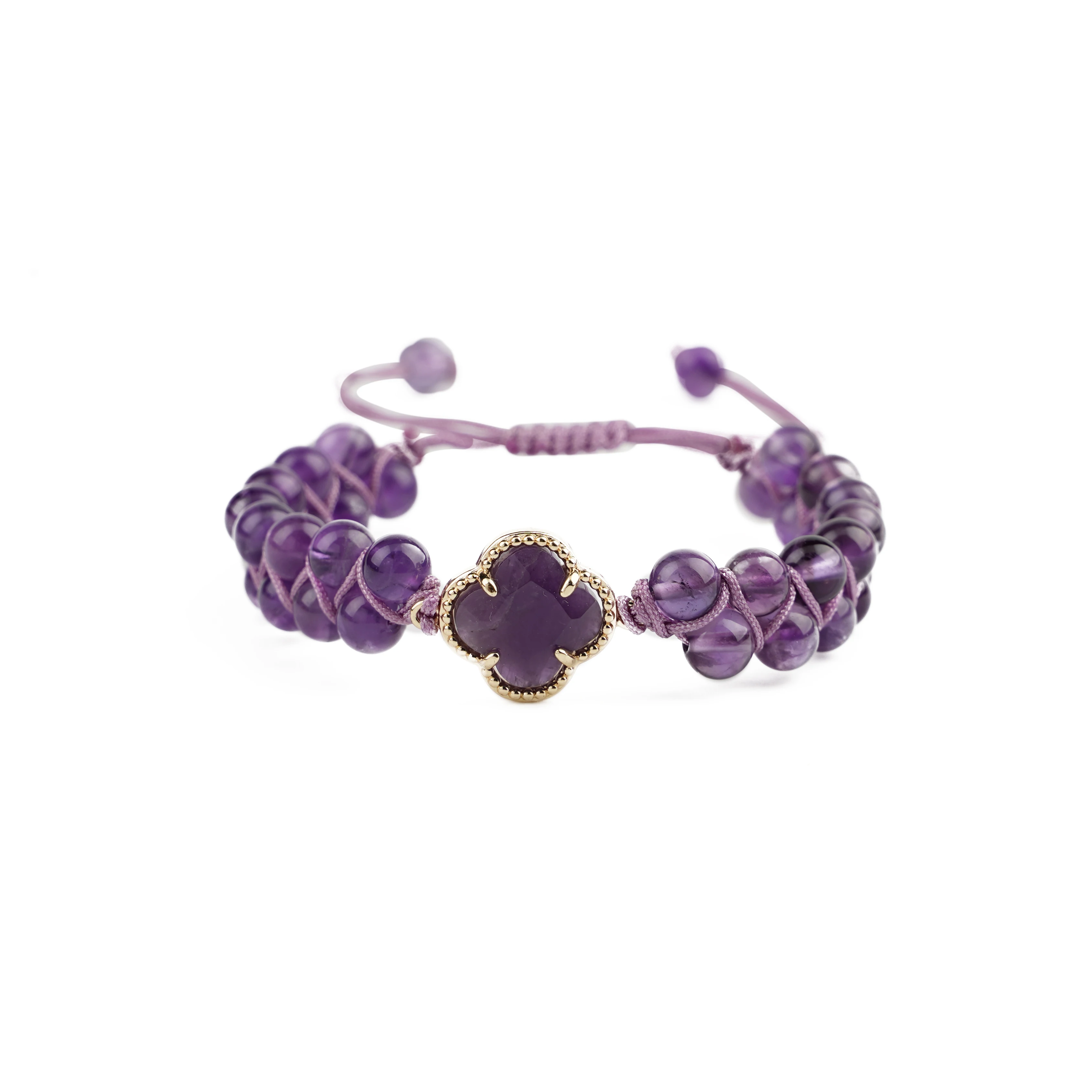 

amethyst crystal bracelets healing natural stone 2022 Wholesale 6mm natural stone amethyst double layer bracelet, As picture