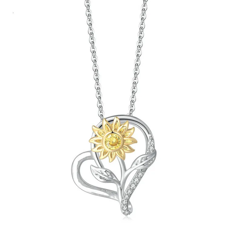

Rose Valley Sunflower Necklace Hot Selling Jewelry Pendant Gold plated Two Tone Jewel Fashion Gift For Lover YN024