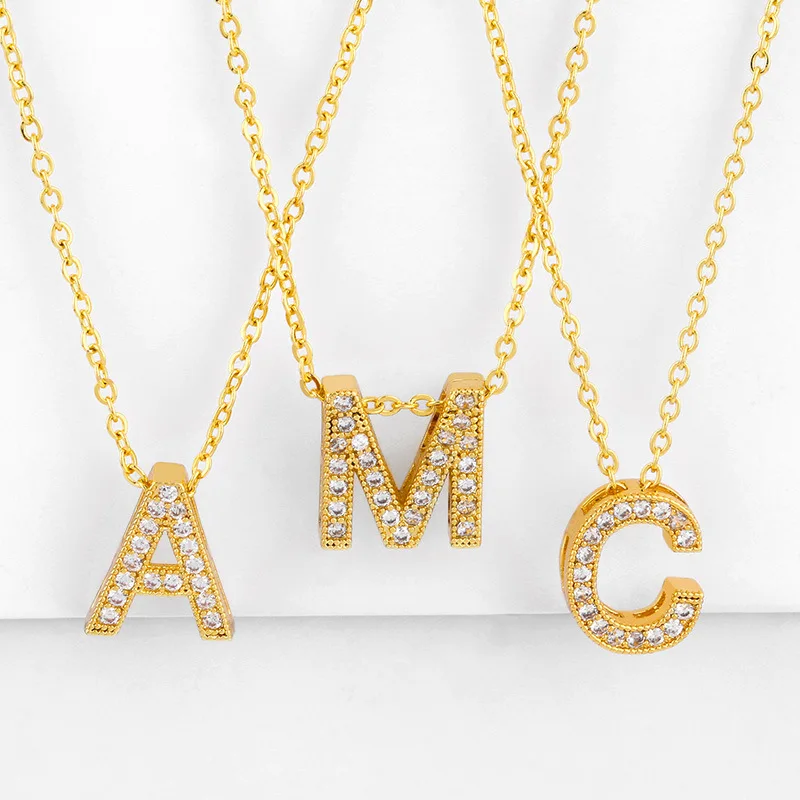 

BA160 Gold plated asymmetrical sideways pendant charm a-z stainless steel letter alphabet initial necklace