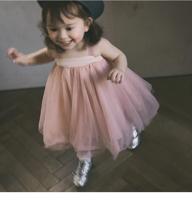 

F40849A the newest style baby girl two wear net gauze sling belt princess skirt baby girl dress girls' dresses, As picture