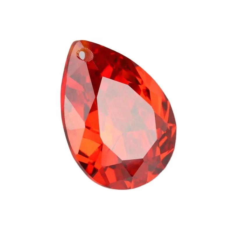 

Factory wholesale pear cut orange color lots sizes cubic zirconia gemstone hole fire stone for pendant jewelry, Multi color