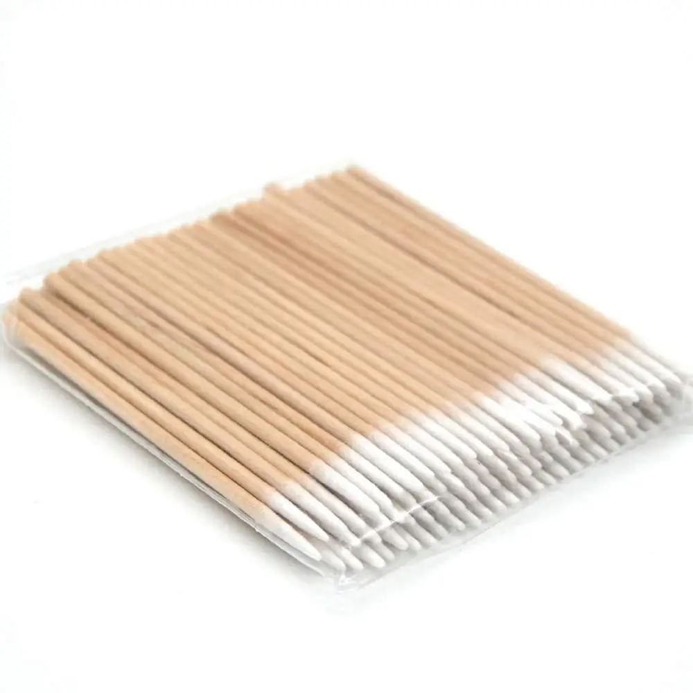

100pcs/bag Wooden Cotton Tip Tattoo Supplies Cotton Buds Swabs Makeup Cosmetic Applicator Sticks, Wood color