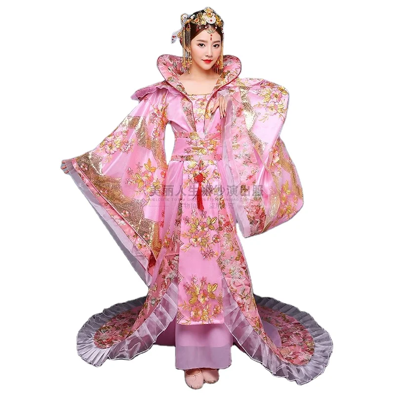 

Oriental Hanfu national Ancient Chinese Queen Cosplay Costume princess Clothes Lady Stage belle Dress gorgeous Traditional Hanfu, As the pictures