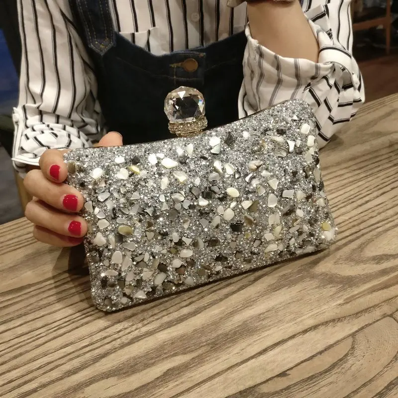 

2020 new wave of European ladies fashion banquet diamond clutch evening bag