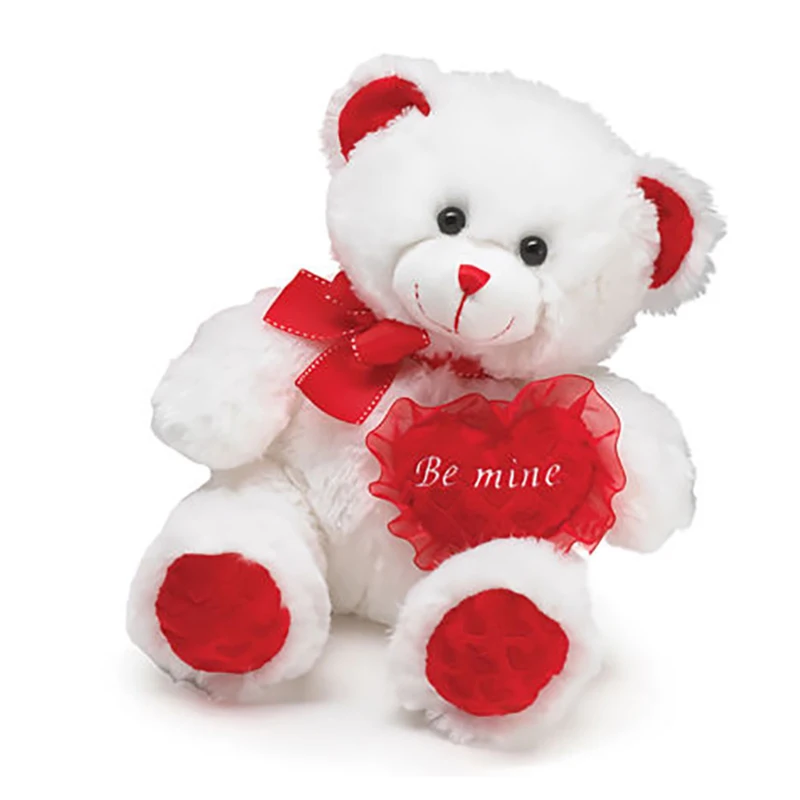 Custom Valentines Day Small White Soft Plush Stuffed Heart Teddy Bear ...