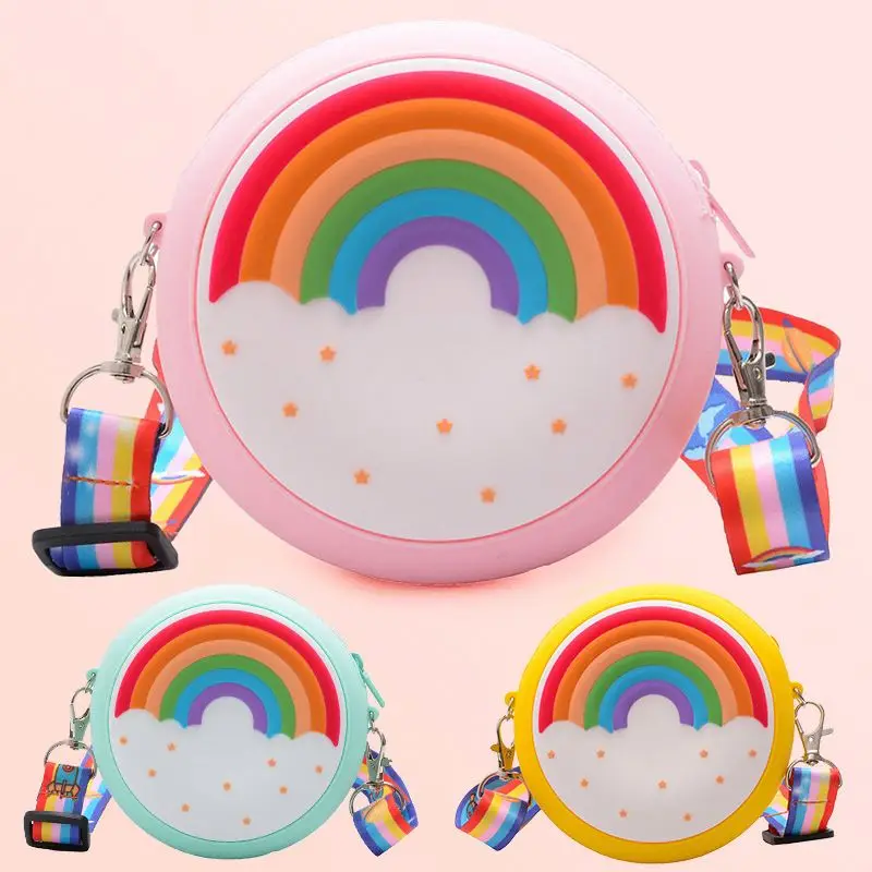 

silicon colorful strap coin donut children purses girls small crossbody kids inspired handbags rainbow bag, Customizable