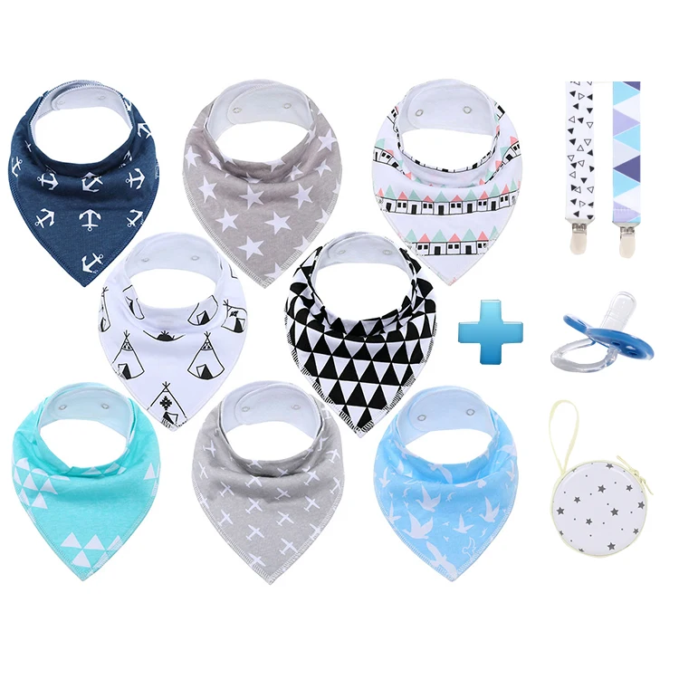 Bandana Baby Accesory 100% Cotton Pack Private Label Baby Bibs Triangle, Bulk Baby Bibs, Reversible Baby Bandana Drool Bibs