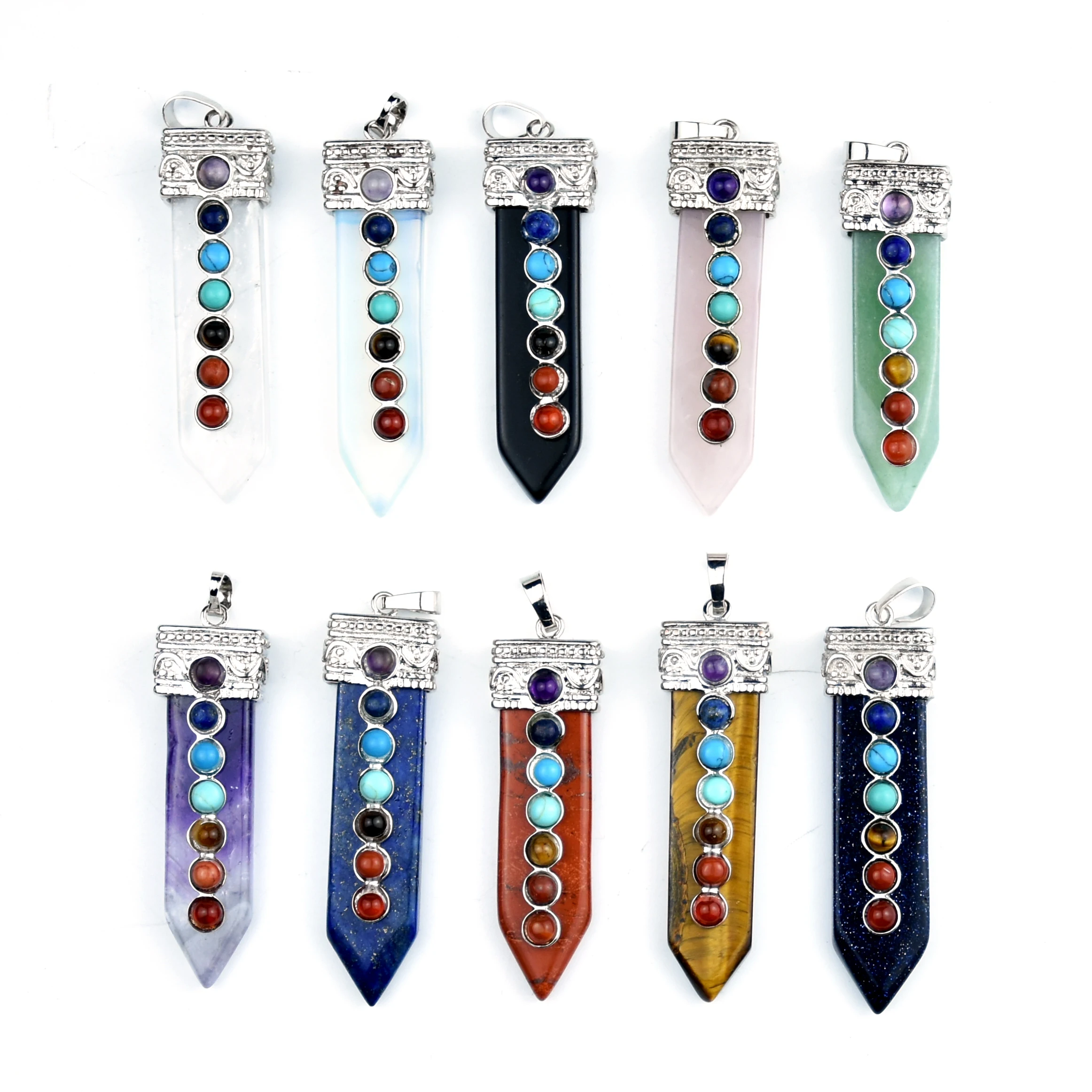 

Hot Sale Natural Healing Stone Crystal Charm Pendants Reiki Chakra Crystal Pendants, Various color