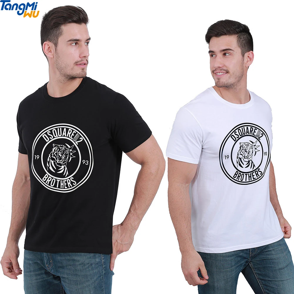 

Wholesale high quality men 100% cotton tee shirt casual stretch letter print sports tshirt