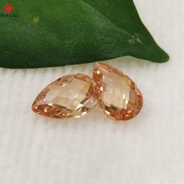 

Redleaf gems double turtle face pear shape cz stone champagne zircon synthetic cubic zirconia gemstones