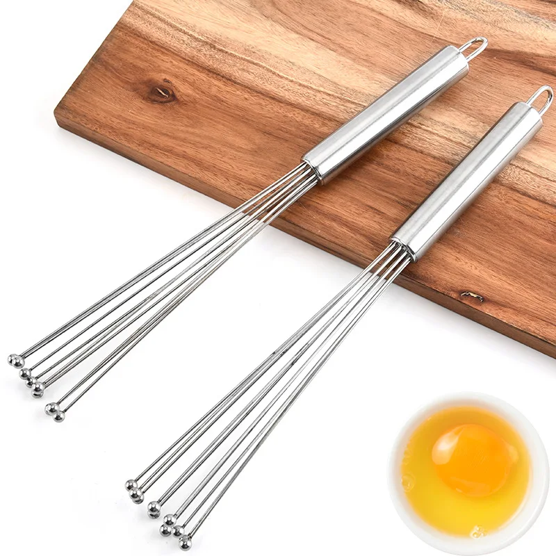 

12 inch Stainless Steel Ball Whisk Egg Beaters Egg Stirrer Hand Mixer Kitchen Cooking Tools Accessories, Silver