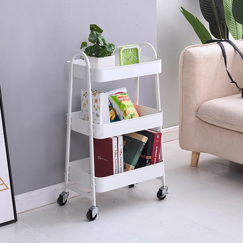 

Strong Load-bearing 3 Tier Rolling Utility Cart Home Storage Shelves Multifunction Kitchen Storage Rack Trolley Service Cart