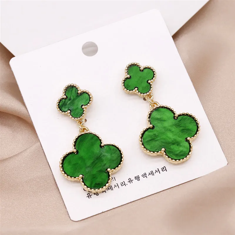 

High quality gold plated lucky clover earrings designer 4 leaf clover earrings for women