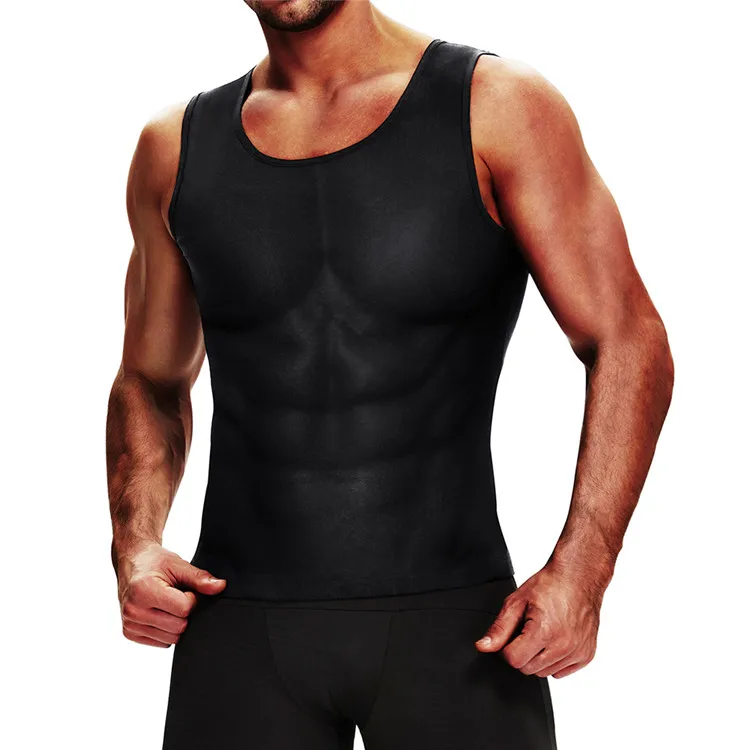 
Custom Logo No Zipper Crew Neck Men Fitness Workout Lose Weight Compression Sauna Sweat Vest Tank Tops 