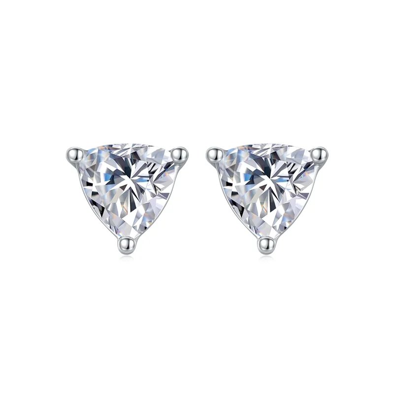 

Silver 925 Original Brilliant Cut Diamond Test Past Total 1 Carat D Color Triangle Moissanite Stud Earrings Gemstone Jewelry