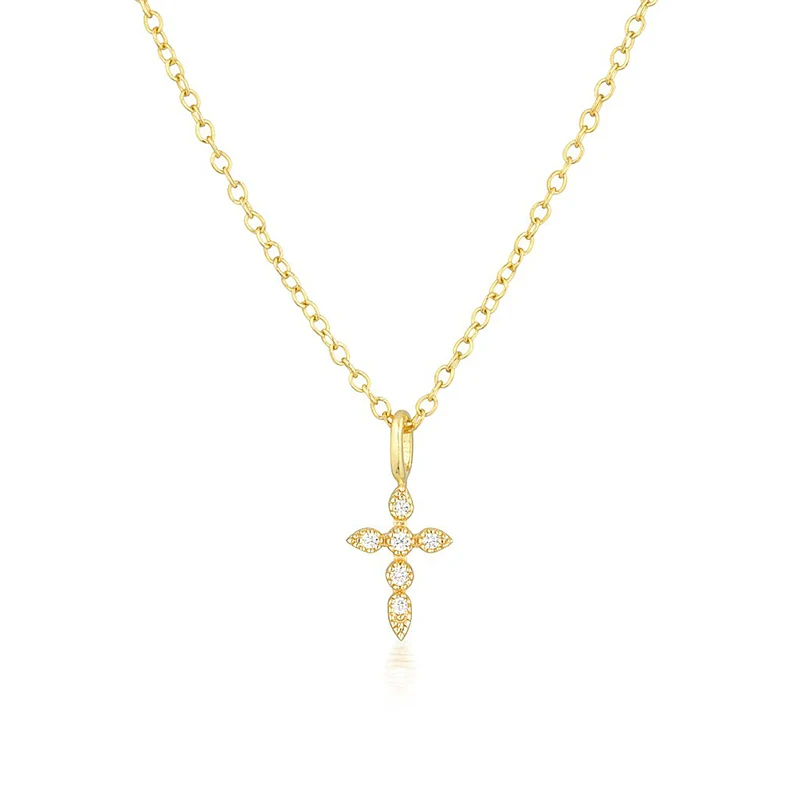 

CANNER Classic 18K Gold Plated Full Diamond Choker Cross Pendant necklace for Unisex daily Jewelry INS style CZ zircon