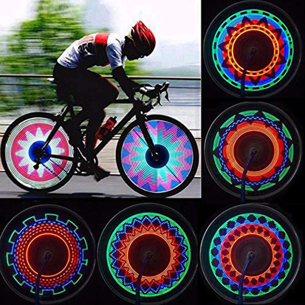 

Hot Sale Pattern Bike Light Double Display Flash Rgb Led Light Bicycle Spoke Lamp Night Riding Cycling Bicycle Wheel Light