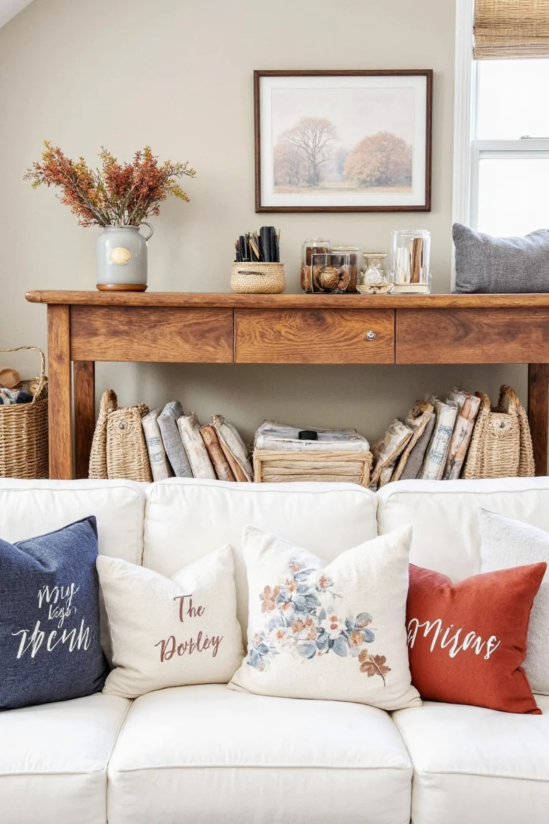 Styled Autumn Pillows on Couch