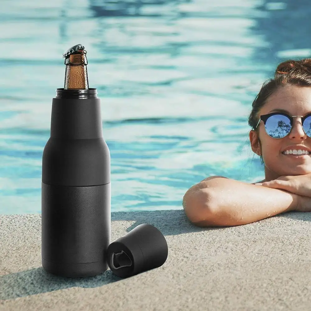 12 oz wholesale custom stainless steel vacuum beer bottle insulated keeper insulator holder