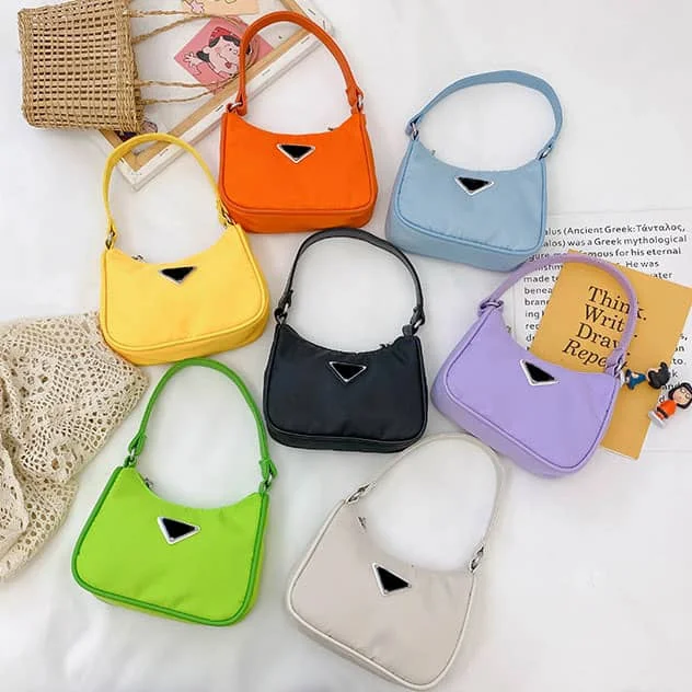 

Mini cute fashion luxury pra da dal style axillary package messenger kids women handbag coin purse, 7 colors