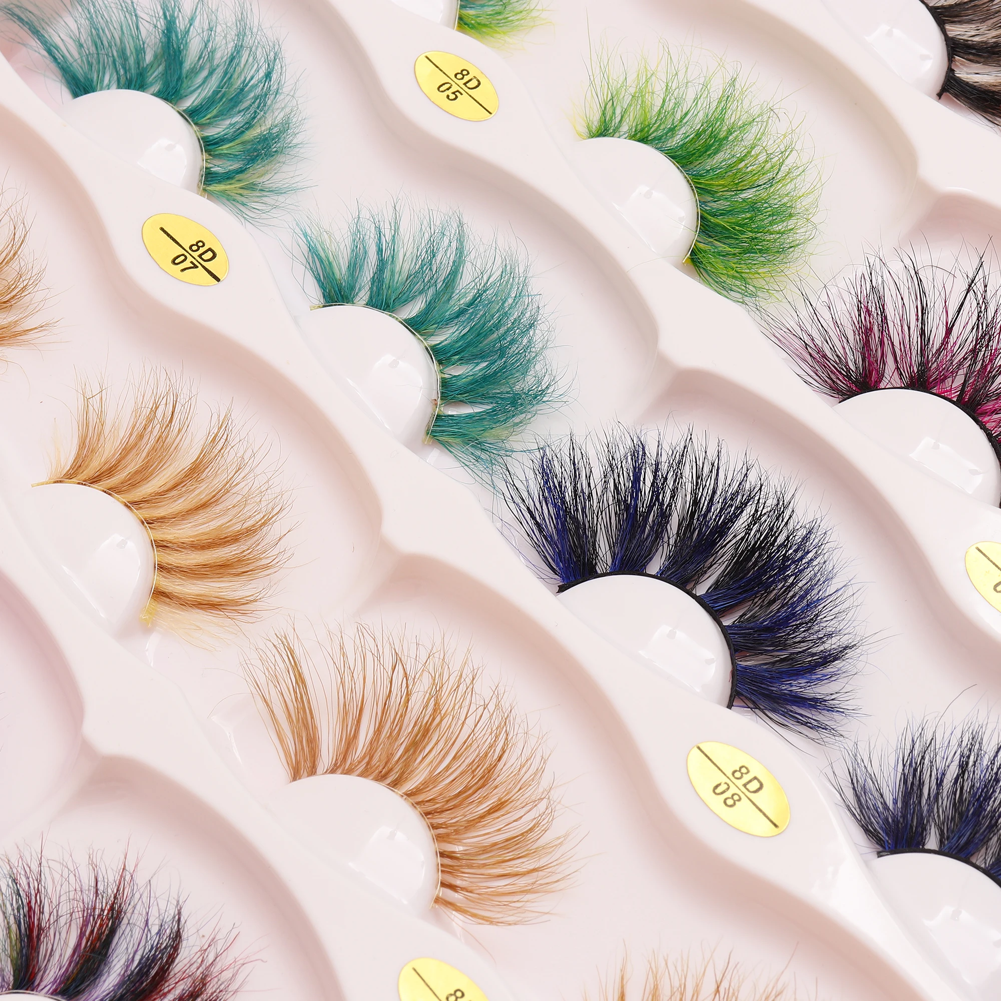 

Wholesale 3d colorful mink eyelashes high quality colored eye lashes strips with custom eyelashes, Colours