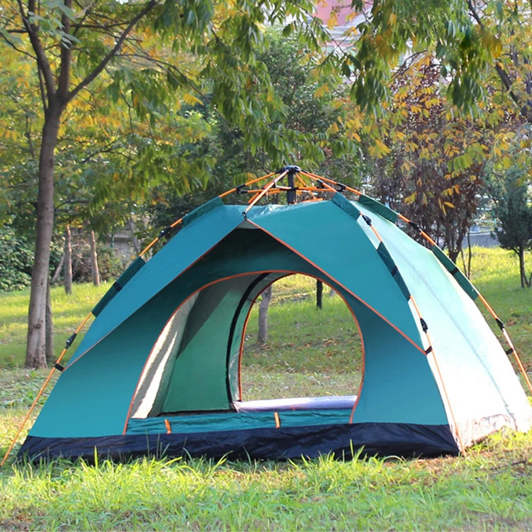 

Full automatic tent outdoor 4 person foldable thickened rainproof tent for convenient storage of single and double camping tent, Green