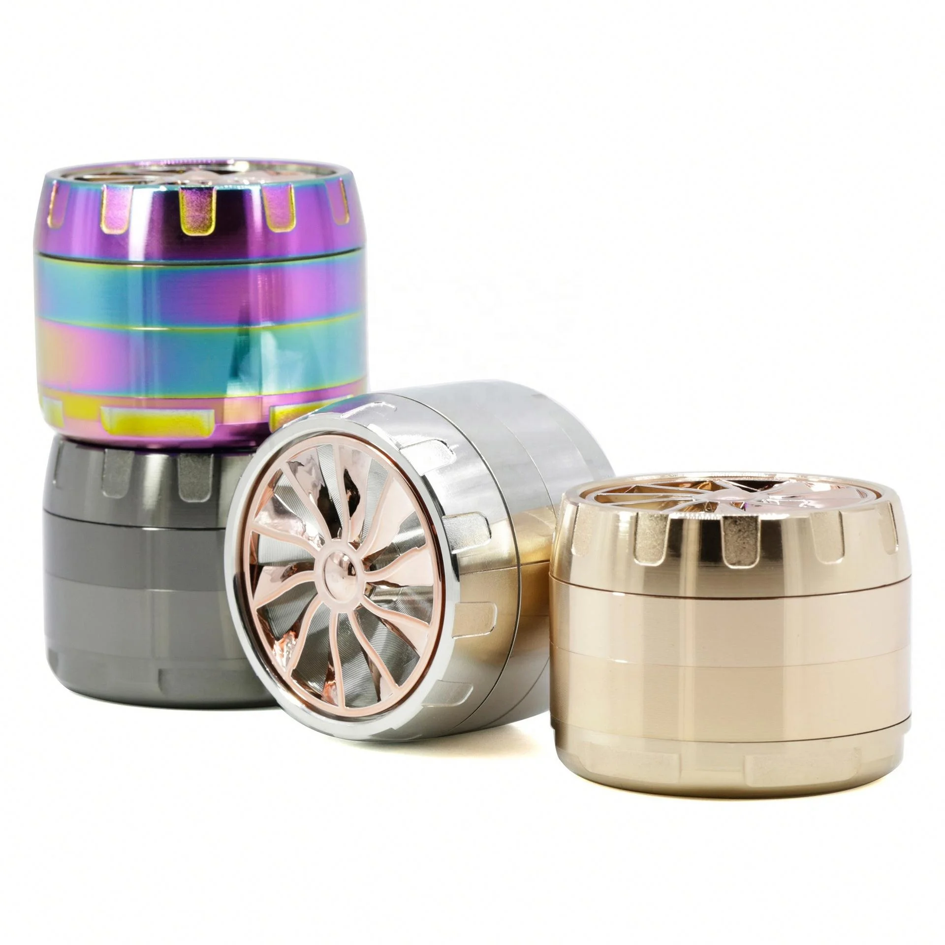 

3 Colors 4 Part Dry Herb Grinder Diameter  Zinc Alloy Turbo Cover Grinder jhcentury, Picture